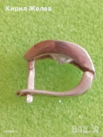 Изящна скъпоценна обеца с голям камък майсторска изработка 52413, снимка 4 - Обеци - 52623186