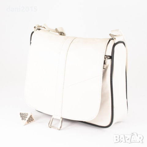 Черна стилна дамска чанта от естествена кожа с капак - Elis, снимка 5 - Чанти - 45005397