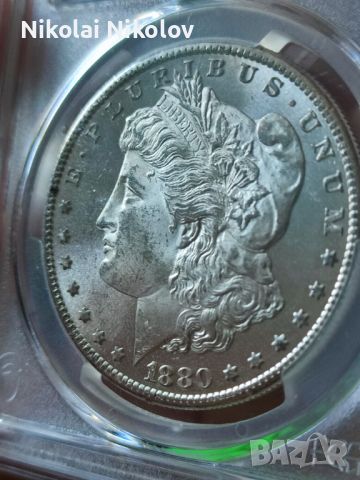 1$ Морган долар 1880-S САЩ (сребро) PCGS MS 63, снимка 5 - Нумизматика и бонистика - 46430278