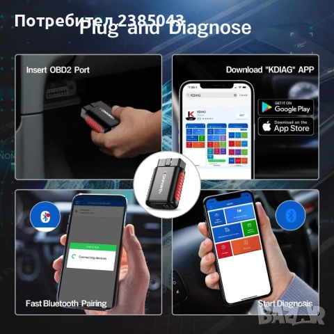 Konnwei KDIAG Висок клас автодиагностика, снимка 2 - Аксесоари и консумативи - 52552141