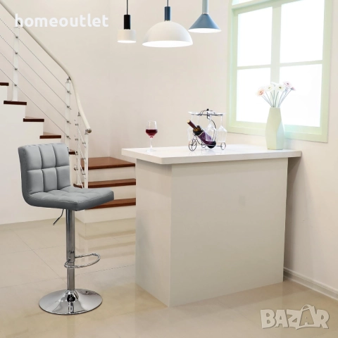ПРОМОЦИЯ Бар столове с регулируема височина и дамаска от PU кожа, к-кт от 2 бр. SONGMICS LJB64G, снимка 2 - Столове - 52708980