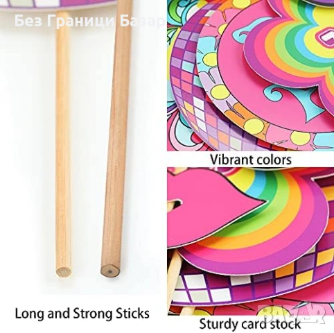 Нови 31 броя 70-те парти пропсове за снимки – диско/хипи фотокът аксесоари, снимка 3 - Други - 53912246