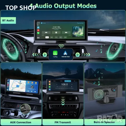 Carplay за кола 9.3'' IPS сензорен екран, с 4K HD Dash Cam+1080P задна, снимка 7 - Аксесоари и консумативи - 49640929