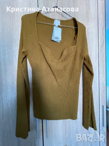 Дамска Блуза рипс цвят каки, снимка 2 - Блузи с дълъг ръкав и пуловери - 53056579