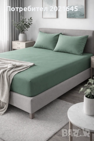 Чаршаф с ластик и 2 калъфки, снимка 2 - Спално бельо - 53868326