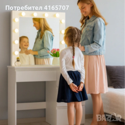 Тоалетка с голямо Led огледало - перфектна за всеки интериор, снимка 4 - Тоалетки - 53817923