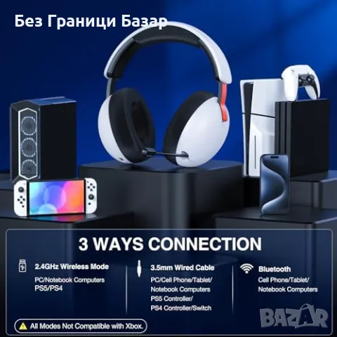 Нови Безжични геймърски слушалки за PS5/PS4/PC/Телефон с микрофон, снимка 3 - Слушалки и портативни колонки - 46841786