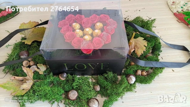 Подаръчна кутия със сапунени рози и бонбони, снимка 3 - Други - 52524787