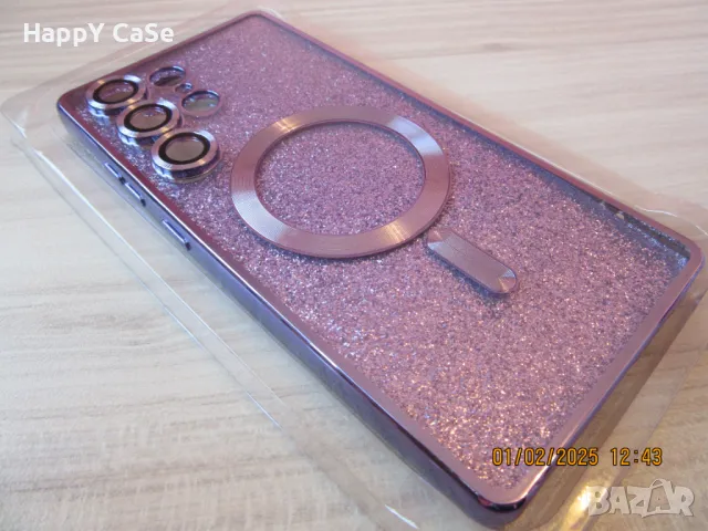 Samsung Galaxy S25 Ultra S25+ S25 / Glitter MagSafe Лукс силиконов кейс гръб калъф, снимка 3 - Калъфи, кейсове - 48884066