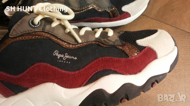 Pepe Jeans Sloane Camu Sneakers PLS31278 Black 999 Размер EUR 40 / UK 7 дамски естест. кожа 152-13-S, снимка 6 - Маратонки - 52666787