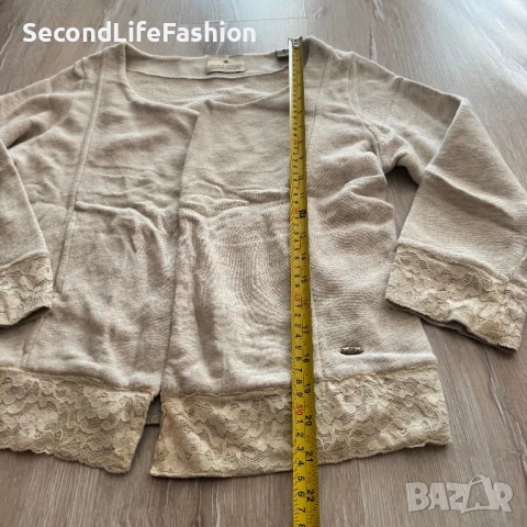 MAISON SCOTCH La Femme Selon Marie  размер S бежово памучно жилетка с отворена предна част, снимка 4 - Жилетки - 53505475