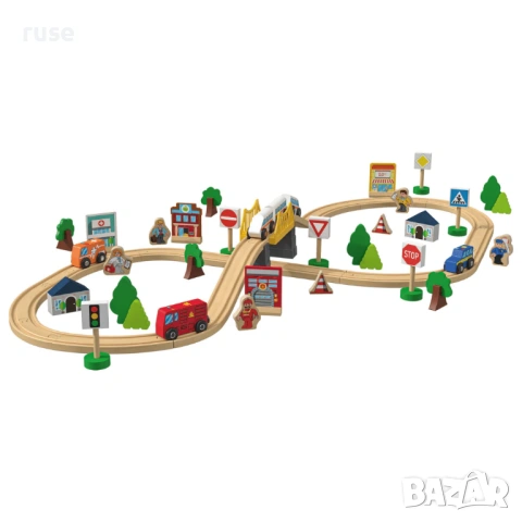 НОВИ! Дървено влакче с релси Град 2.7м