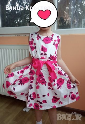 Нова рокля с розови цветя и колначе , снимка 2 - Детски рокли и поли - 45710045