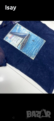 Мъжка тениска Паул Шарк нов модел варен памук в бяло и тъмно син цвят, снимка 2 - Тениски - 54161562