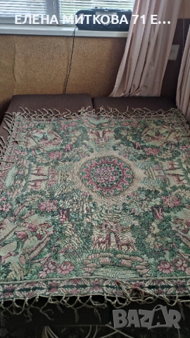 Тежка покривка за маса или диван/фотьойл с ловни сцени тъкана в жакардова техника, снимка 3 - Покривки за маси - 52596000