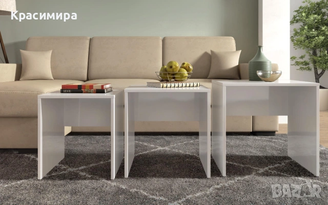 Холна маса бяла 3в1, масички, снимка 4 - Маси - 53962345