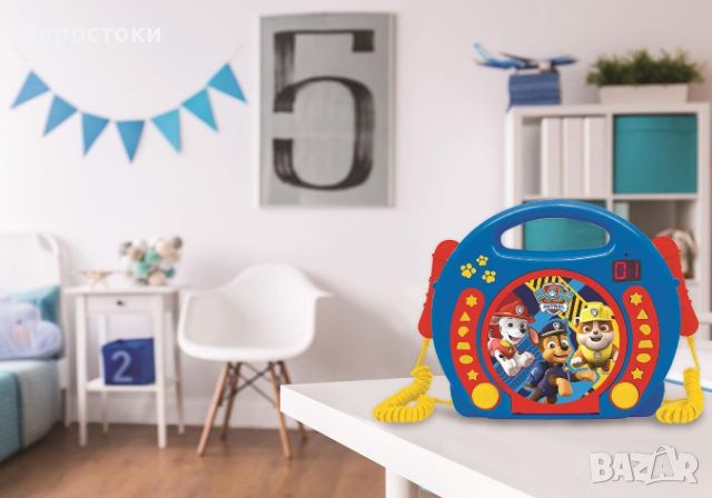 Детски CD плейър Lexibook Paw Patrol, детско караоке с 2 микрофона,, снимка 3 - Музикални играчки - 45399474