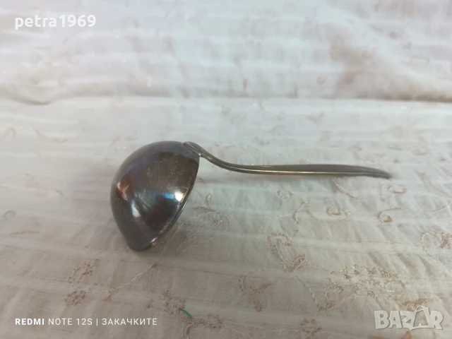 Малък посребрен черпак с маркировка, снимка 4 - Прибори за хранене, готвене и сервиране - 50627844