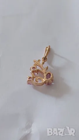 Златна руска висулка с александрити, снимка 3 - Колиета, медальони, синджири - 50051322