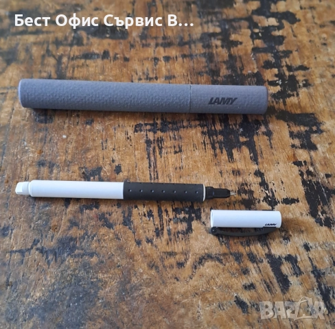 ролер Lamy Лами бял с черен гумен грип модел 377, снимка 4 - Ученически пособия, канцеларски материали - 52789466