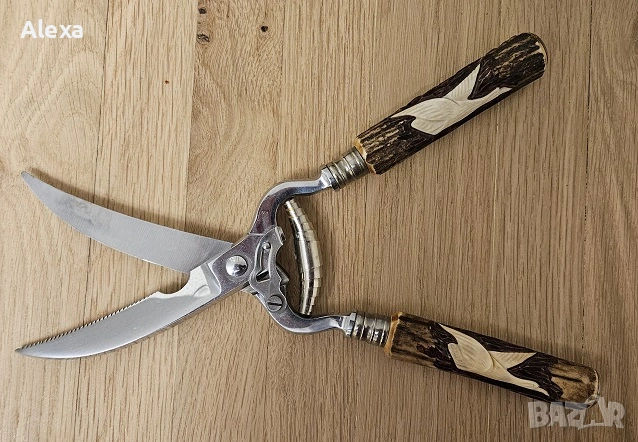 НОВ Луксозен Ловен Комплект Прибори Solingen Естествен Еленов Рог 1950 г, снимка 5 - Антикварни и старинни предмети - 53729774