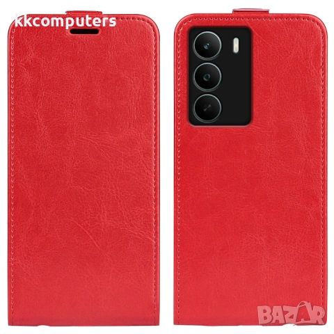 Вертикален Кожен Калъф за Realme C71 4G - Флип, Crazy Horse текстура, Слот за Карта, Вкл. Протектор , снимка 3 - Калъфи, кейсове - 53444114