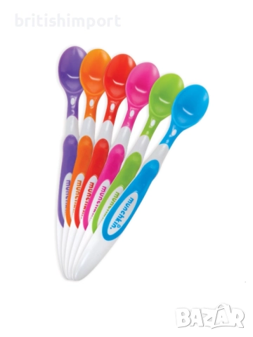 Kомплект от 6 броя бебешки лъжички с мек накрайник от Munchkin, снимка 2 - Прибори, съдове, шишета и биберони - 52196091