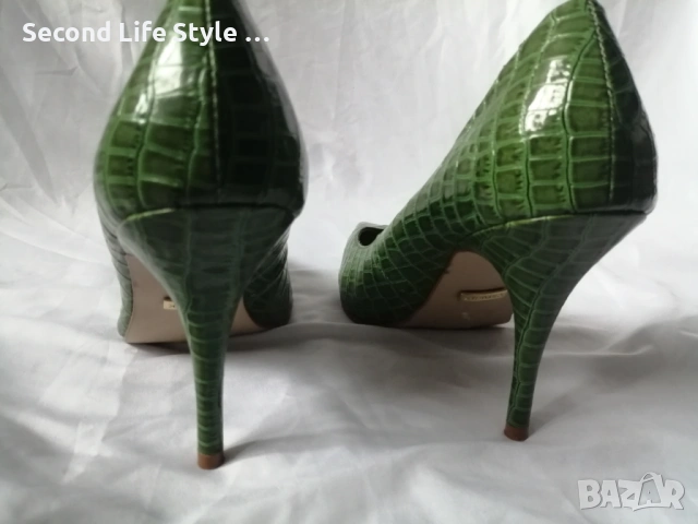 № 40 дамски обувки на висок ток имитация на крокодилска кожа в зелен цвят CATWALK, снимка 10 - Дамски обувки на ток - 54095524