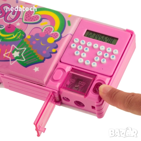 Несесер с калкулатор, Розов, 25.5x3x9см., снимка 4 - Ученически пособия, канцеларски материали - 51580145