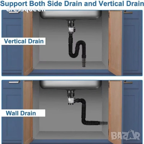 4668 Гофриран сифон против миризми – Универсален модел (Кухня/Баня), снимка 10 - Други стоки за дома - 53823442