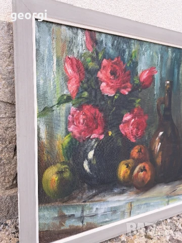 голяма стара картина натюрморт , снимка 4 - Картини - 51392256