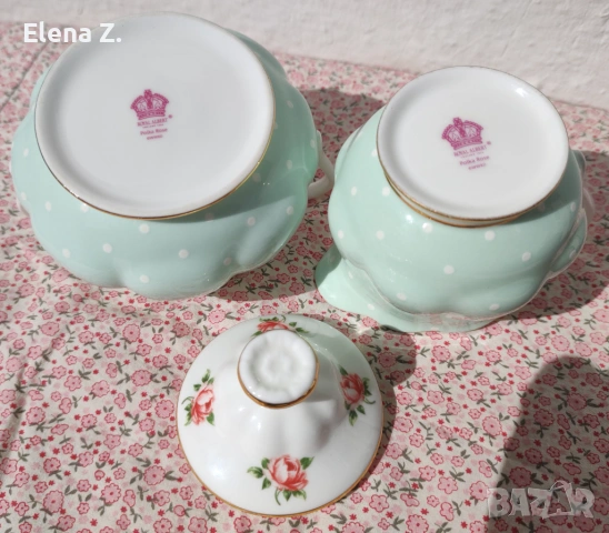 Royal Albert Polka Rose латиера и захарница, снимка 8 - Сервизи - 52290818
