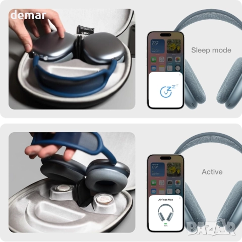 GODT Smart Case за слушалки AirPods Max, твърд защитен калъф, черен, снимка 2 - Слушалки и портативни колонки - 51744139