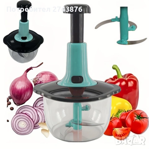 Ръчен чопър за зеленчуци - капацитет 1.5, пресов тип, без електричество, многофункционален кухненски, снимка 4 - Чопъри и пасатори - 51488274