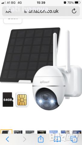 Соларна Geek ZY-G1 4G/3G LTE външна охранителна камера със SIM ,  SD карта,  360 градуса PTZ , снимка 1 - IP камери - 46745296