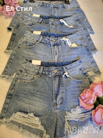 ⚜️Дамски къси дънки с камъчета 21 €, снимка 2 - Дънки - 53979286