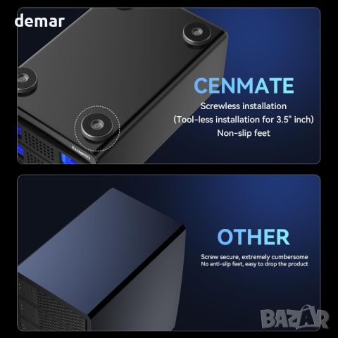 CENMATE 2 Bay RAID кутия с вентилатор за 2.5/3.5" SATA HDD/SSD, 40 ТВ, снимка 5 - Други - 46430368