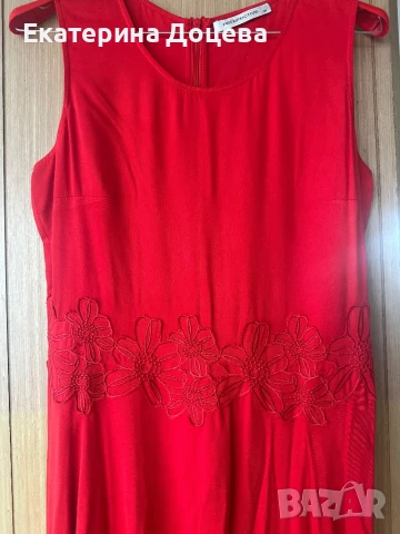 Червена рокля с цветя на талията, снимка 2 - Рокли - 51163254