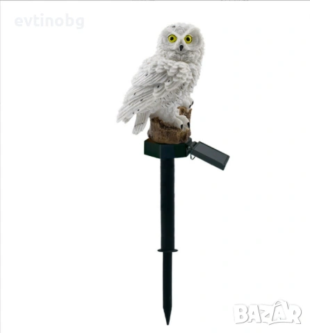 LED Соларна лампа Бухал - Соларна градинска лампа Бухал  15см -Бухал -45 цяла дължина на стълб, снимка 2 - Градински мебели, декорация  - 53877753