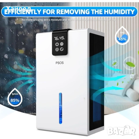 Нов Влагоуловител PSOS, 2.8L, сензорен екран, детекция на влажност и температура, бял, 210x150x360mm, снимка 5 - Влагоабсорбатори и влагоуловители - 54017323