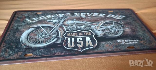 Legends Never Die, Made in The USA,Full Service Avalaible-метална табела -тип регистрационен номер, снимка 4 - Аксесоари и консумативи - 45794192