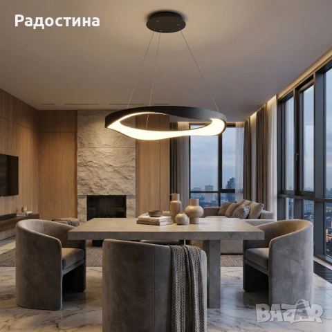 Модерна LED висяща лампа – 50W, Ø50 см | Чисто нова , снимка 3 - Лампи за таван - 53375607