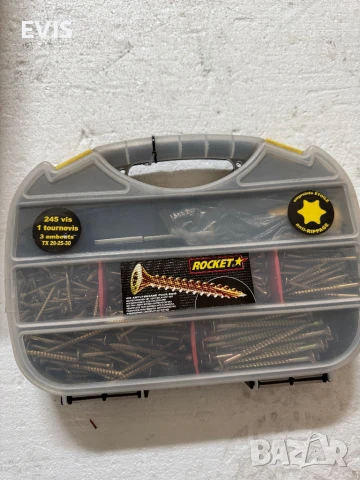 Комплект винтове Rocket – 245 бр. + 1 отвертка + 3 накрайника (Torx) – с връх тип 17