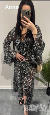 Плажна шифонена туника🌸🐚.zara. Отлично състояние. ☀️Размери S-M🏖️🌊👙