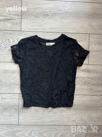 Черна блуза с къс ръкав , снимка 1 - Тениски - 46451285