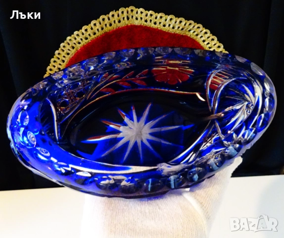 Бонбониера,оловен кобалтов кристал,ръчно шлифована 1 кг. , снимка 4 - Антикварни и старинни предмети - 52135925