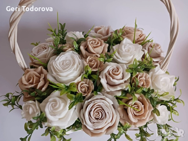 Сапунени букети – ароматен подарък за всеки повод (алтернатива: Букети от сапунени рози | Ръчна изра, снимка 3 - Декорация за дома - 52908082