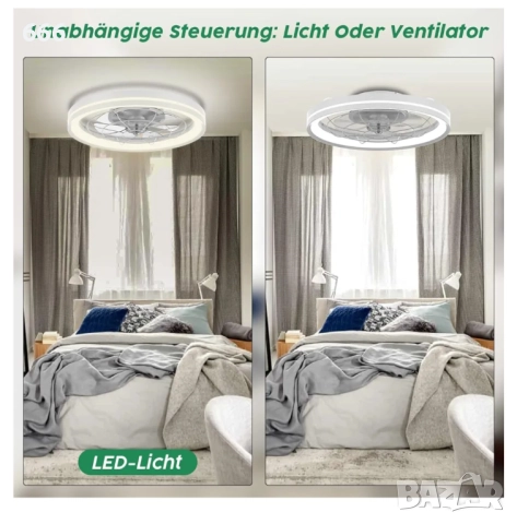 Вентилатор за таван с осветление и дистанционно управление., снимка 3 - Лампи за таван - 52979239