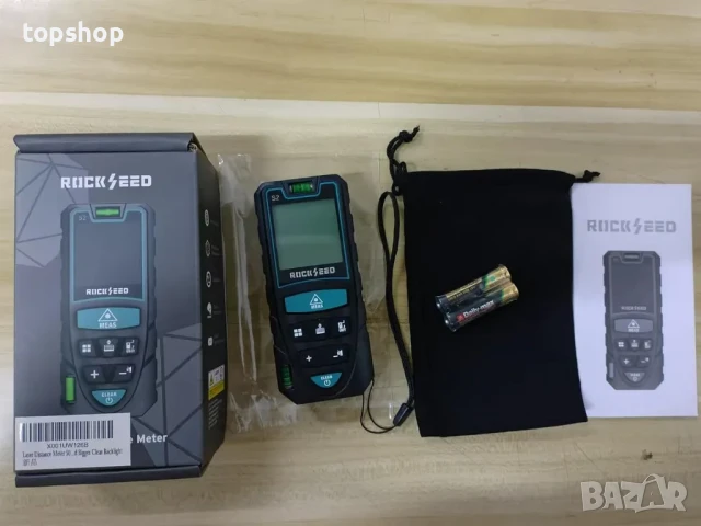 НОВА Лазерна рулетка RockSeed 50M с 2 нивелира, LCD дисплей, изчисляване на разстояние/площ/обем, снимка 8 - Гедорета - 50542393