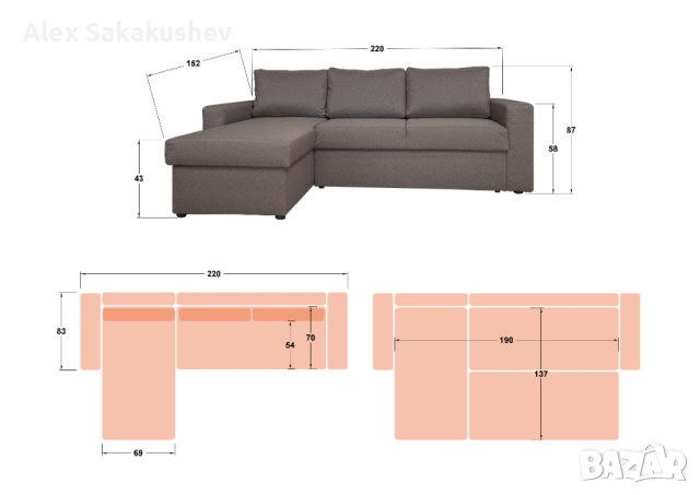 Разтегателен диван Алба, снимка 5 - Дивани и мека мебел - 45055747